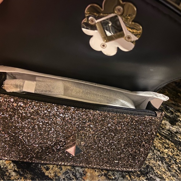NWT Kate Spade ♠️ Rose Gold Odette Glitter Mini Top Handle Crossbody Card Holder - Picture 9 of 11